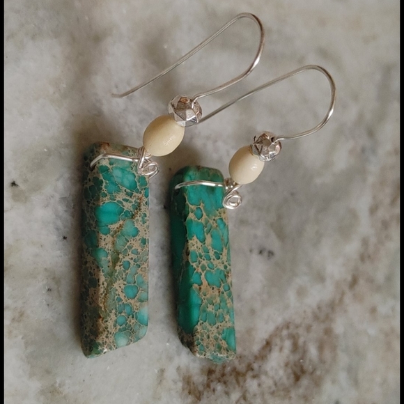 Hand Crafted Turquoise Dangle Earrings - Picture 8 of 9